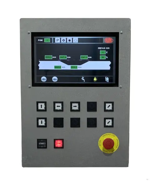 Einfach zu bedienendes Bedienfeld. Automatische Schleifmaschine für Bandsägen und Mehrblatt-Sägen ELITE Modell EVG E50 