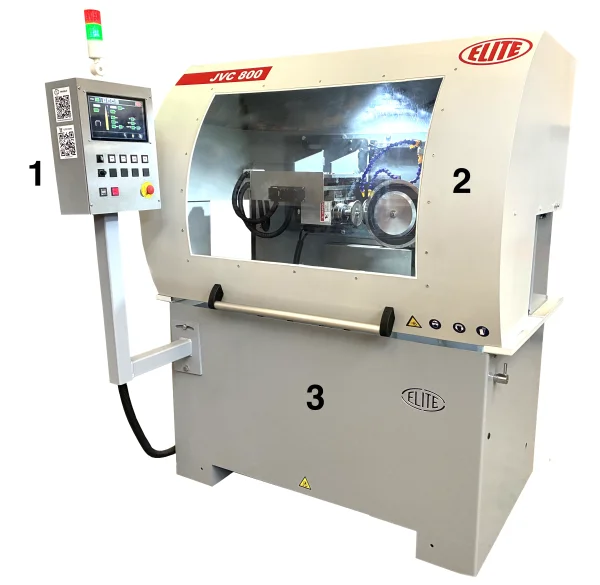 Componentes de la afiladora de cuchillas circulares ELITE modelo JVC 800
